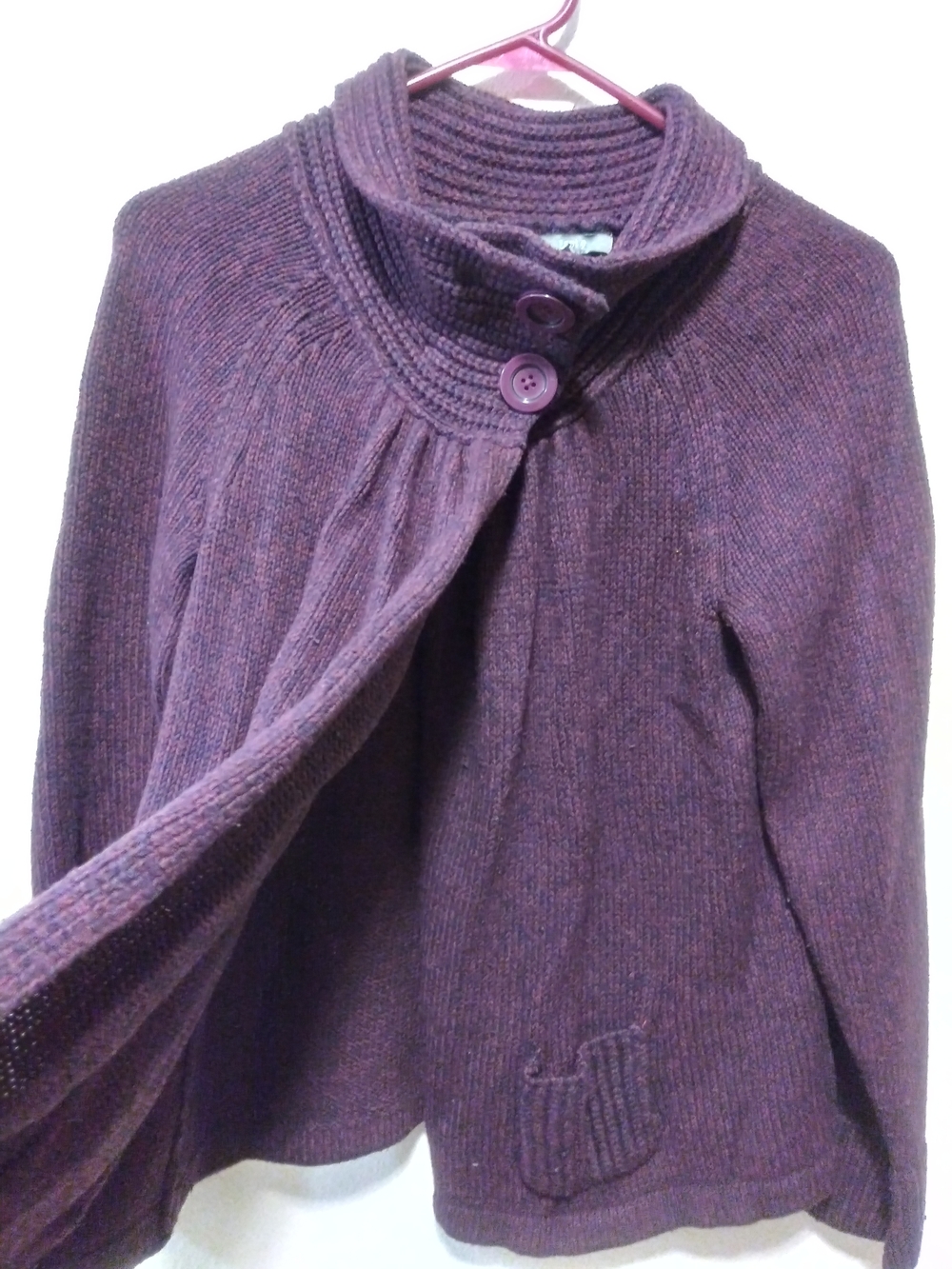 Apt. 9 Plum Ribbed Collar Button-Front Cardigan